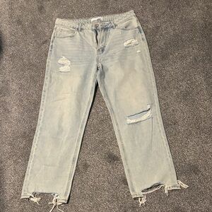 Casual Light Blue Women's Straight Leg Jeans